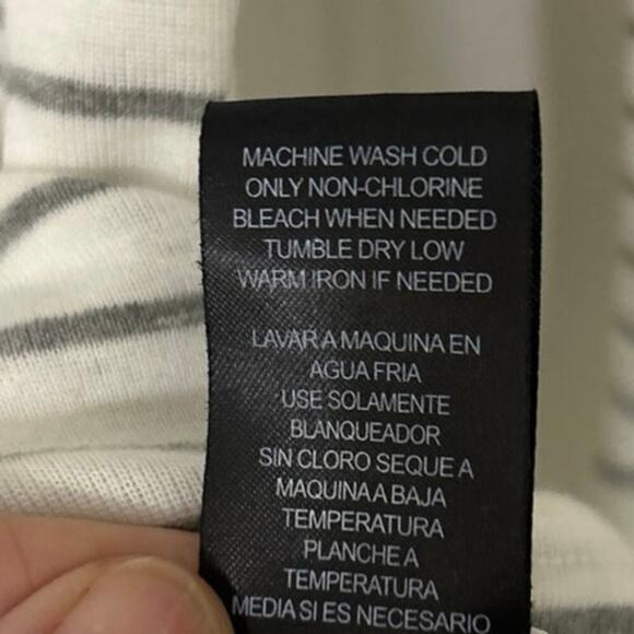 BCBG Paris Cotton Modal White Gray Striped Henley Long Sleeve Top Large Y2K - Picture 11 of 11